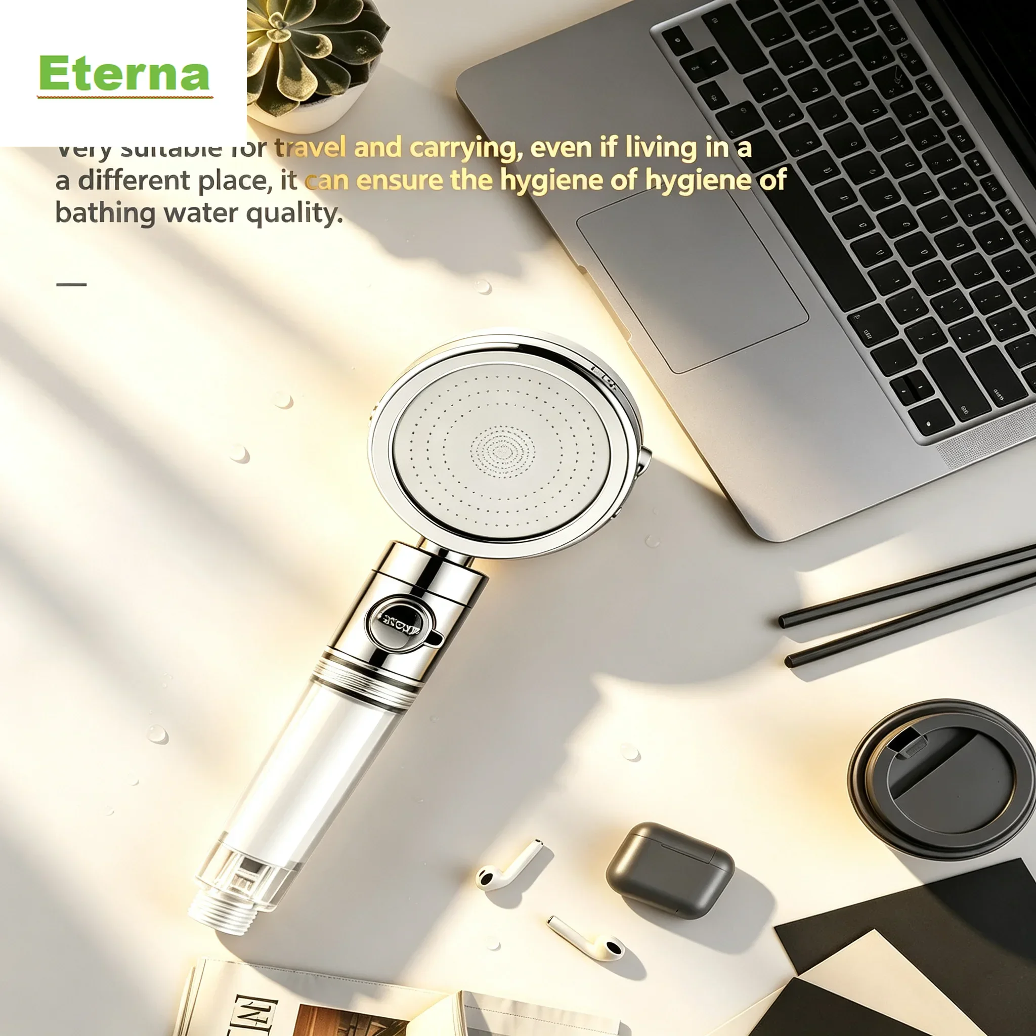 Chrome Finished Filter Handheld Shower Sprayer Built‑in Purifying Filter for Relaxing SPA‑Style Shower Experience