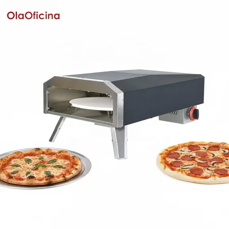 12 Inch Rotary Gas Pizza Oven LPG Automatic Even Baking Adjustable Thermostat Overheat Protection Commercial Kitchen