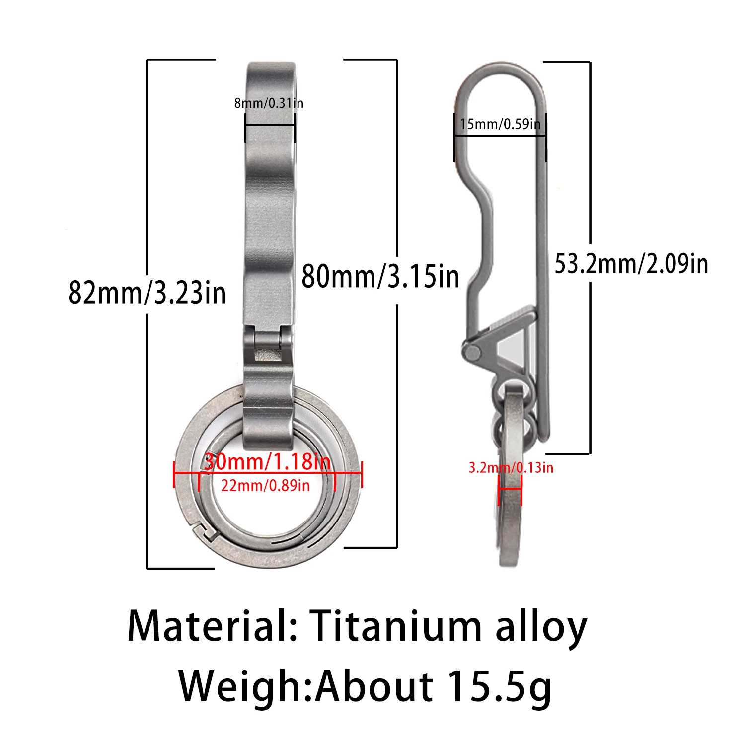 Men's EDC Titanium Alloy Keychain Double Headed Buckle Universal Key Holder Durable Multi-Functional Pocket Tool