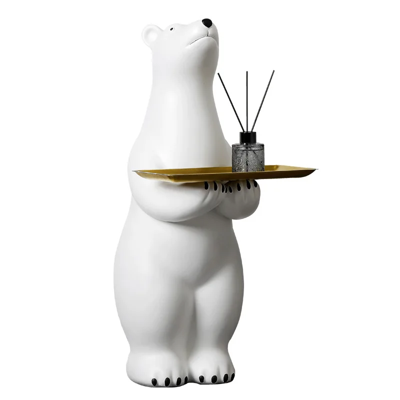 

Creative welcome polar bear large floor ornament living room storage entrance home decoration opening housewarming gift
