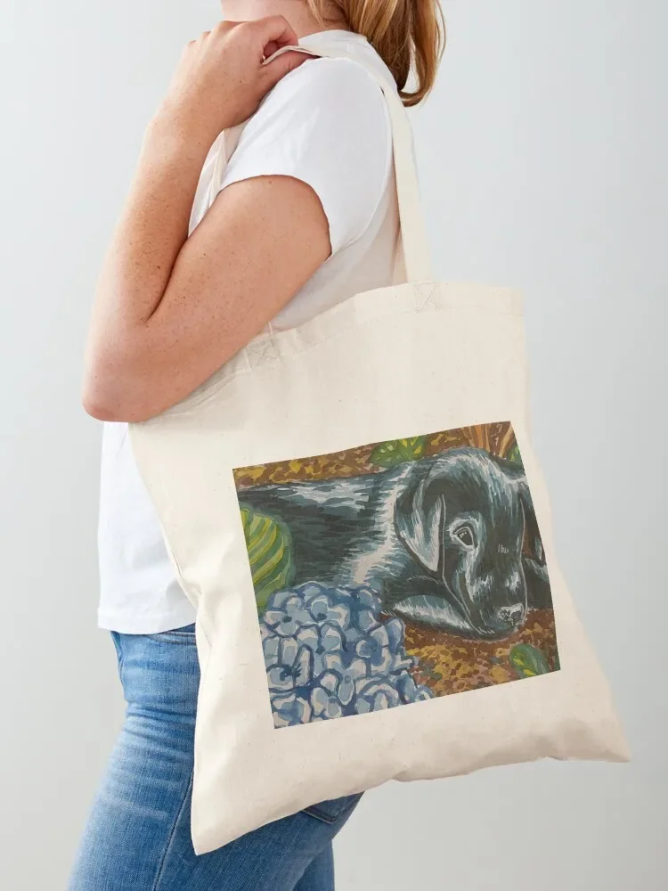 Black Lab Among the Hydrangeas Tote Bag custom bags women bag free delivery bags Eco bag
