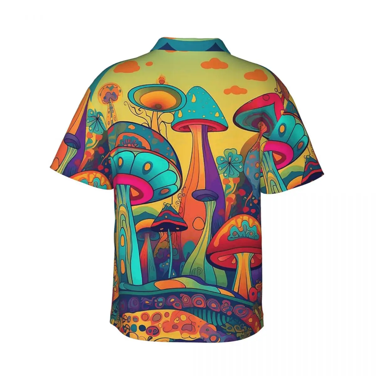 Other Trippy Mushroom Men's Shirts Hawaiian Short Sleeve Shirt Fashion Button Tops for Summer Beach