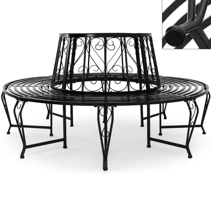 Specializing in the production and wholesale of round wrought iron tree chairs with backrests, European and American outdoor