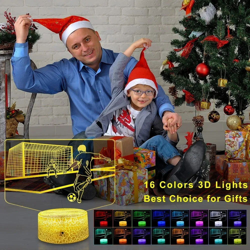 3D Soccer Lamp LED Night Light for Kids 16 Color Changing with Remote Soccer Toys Lights Birthday Christmas Gifts for Boys