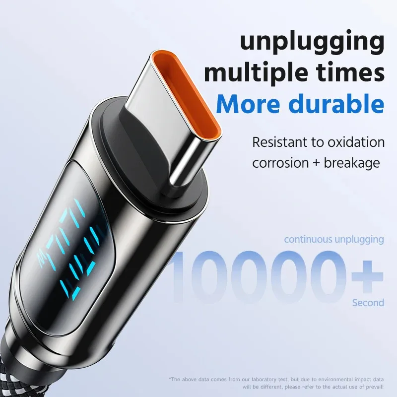 USB Type C Cable For Huawei Honor Xiaomi Samsung Super Charge 66W/100W Fast Charging USBA C Charger Data Cable Wire Cord - náhled 3