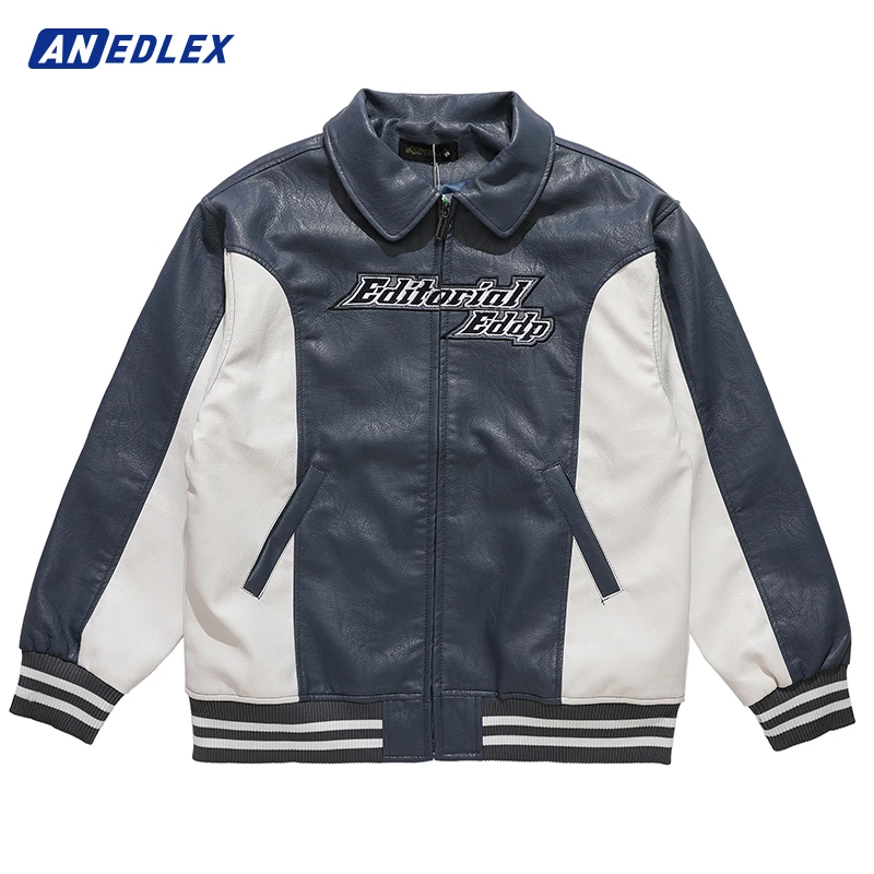 2023 Spring Autumn New High Street Men's Pu Leather Jackets Lettere Embroidery Male Coats Casual Vintage Couple Jacket Coat