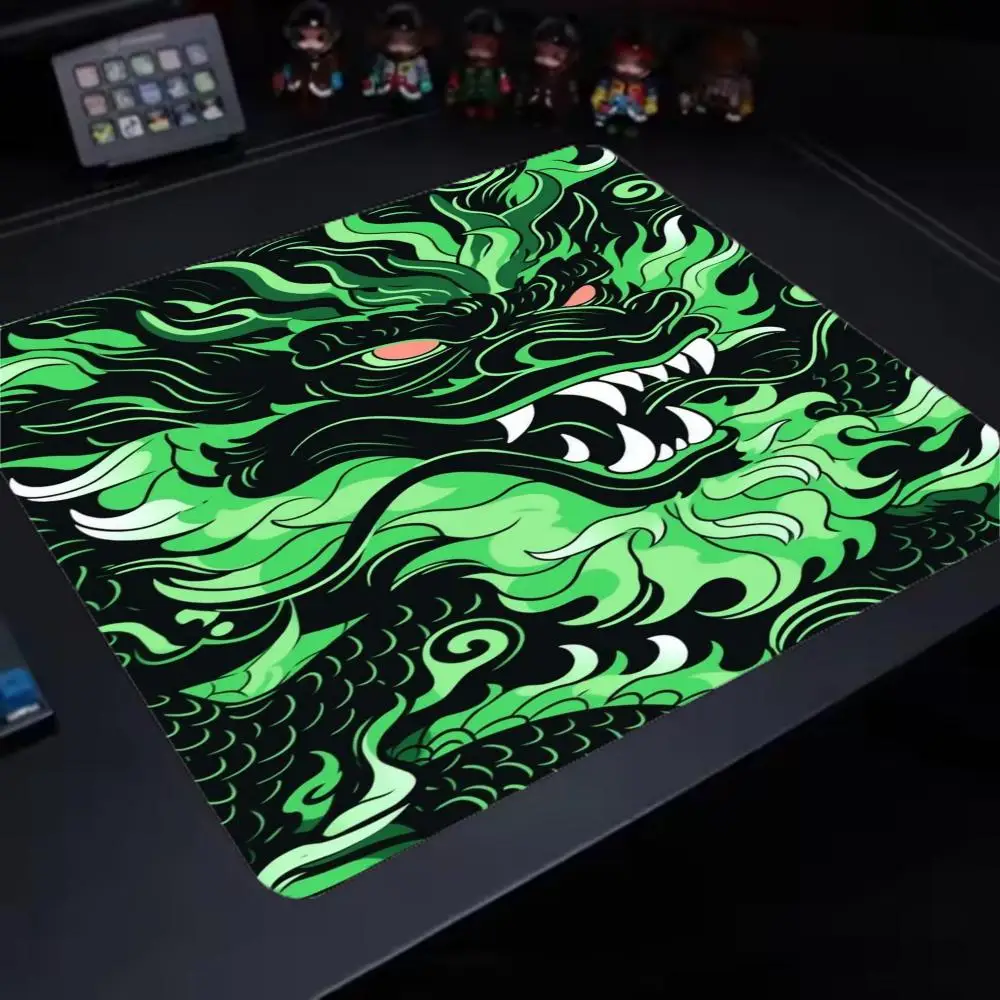 Small Gaming Mousepad Asian Dragon Foo Lion Oni Mask Print Smooth Surface Non-Slip Rubber Base Mouse Mat For Laptop Office Desk