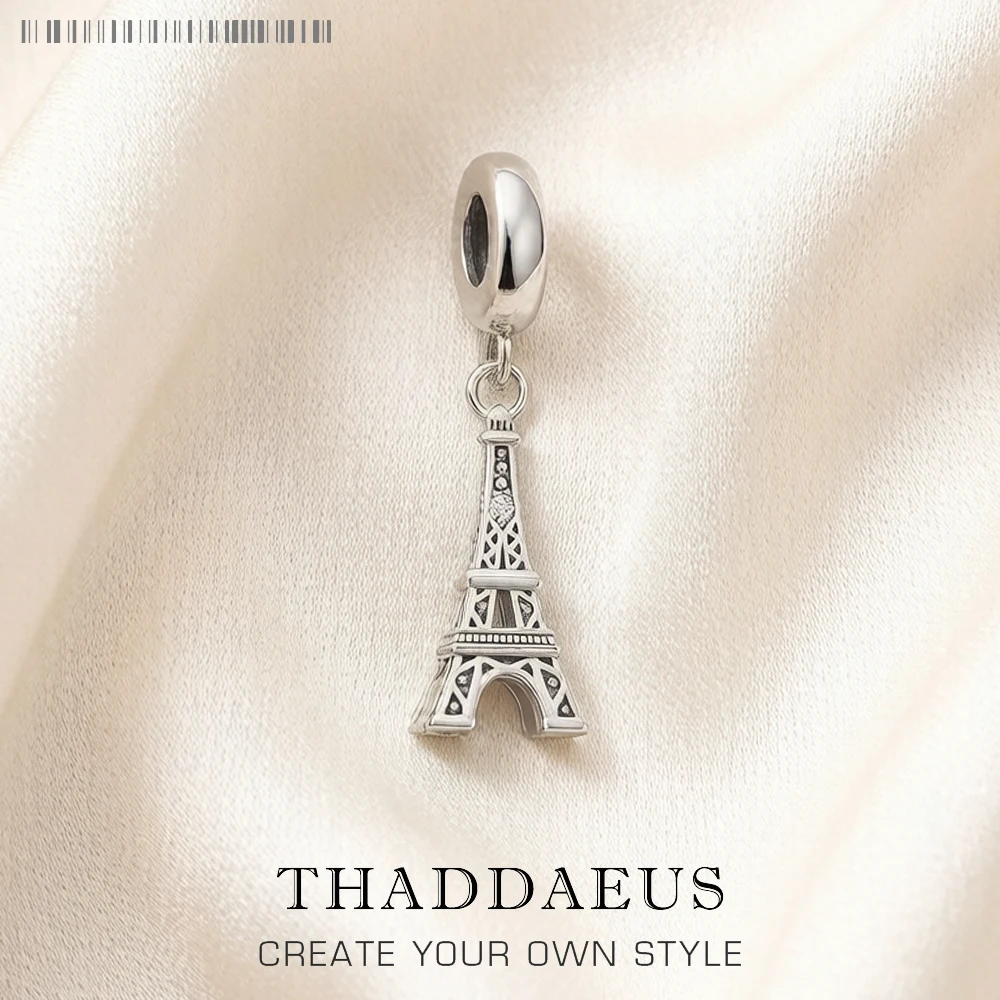 

Eiffel Tower Blackened Dangle Charm Pendant For Women Men 925 Sterling Silver Romantic Brand New Gift