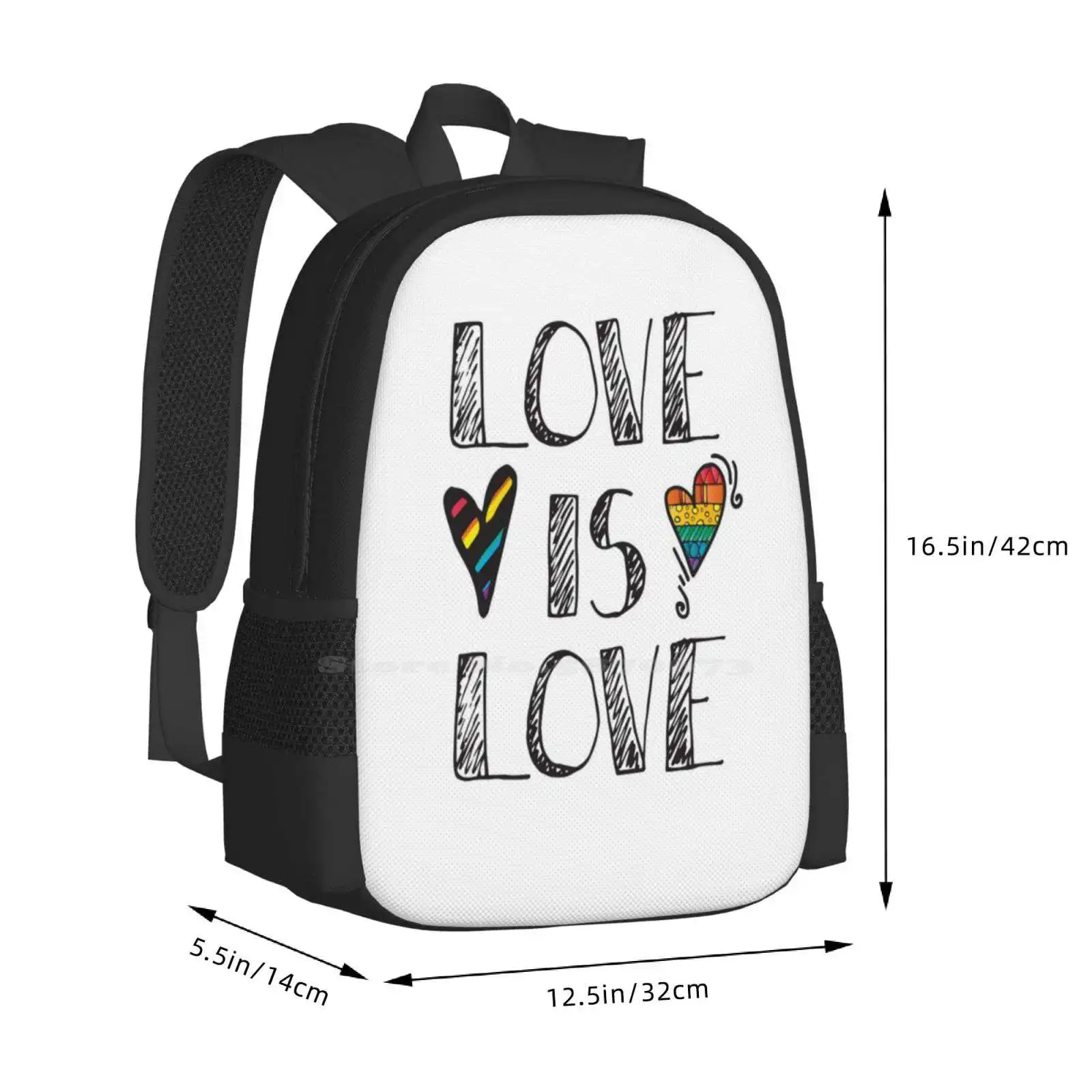 Love is Love doodles LGBT กระเป๋าเป้สะพายหลังสำหรับวัยรุ่นนักศึกษาวัยรุ่นกระเป๋าดีไซน์ลายรักคือรัก doodles LGBT เลสเบี้ยนกะเทย