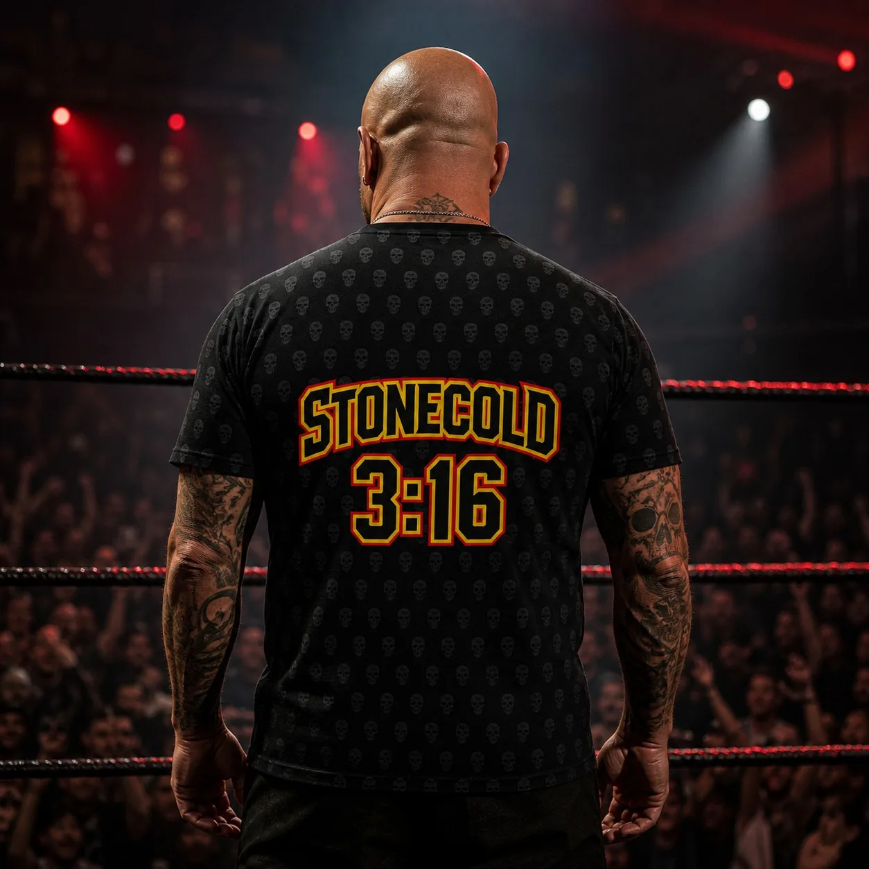 Men's Cold Stone 316 Wrestling Full Set Skull Pattern Red Eyes Skull Double sided Printed Round Neck Short Sleeve T-shirt