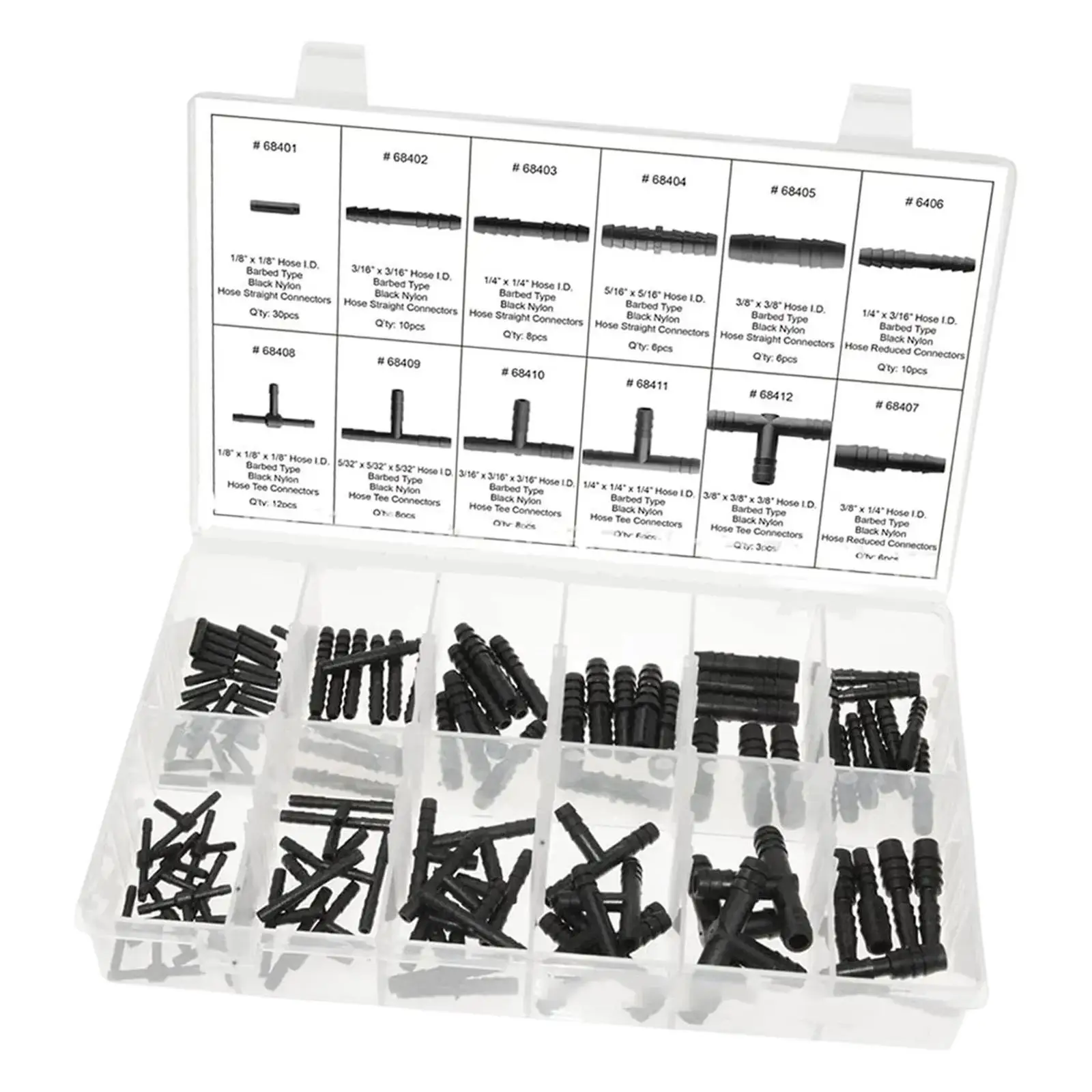 Car Hose Connector Assortment Pack 113 Piece Plastic Reducer Set Three Way Adapter Fit for Cooling Line Fluid Repair