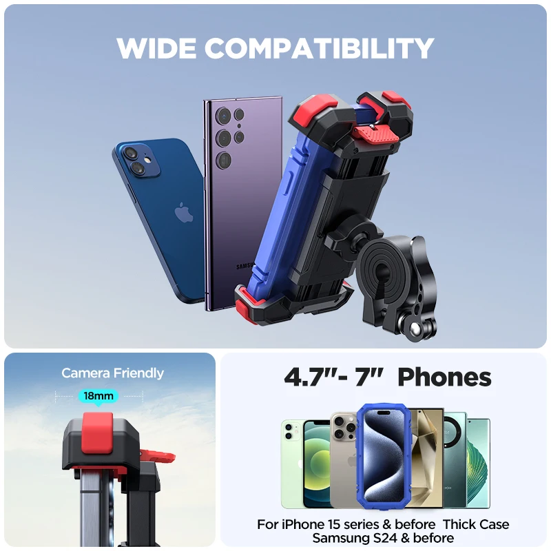 Joyroom Bike Phone Mount Motorcycle Phone Holder Upgrade Adjustable Cell Holder Bicycle Scooter Handlebar Cradle Clip for iPhone