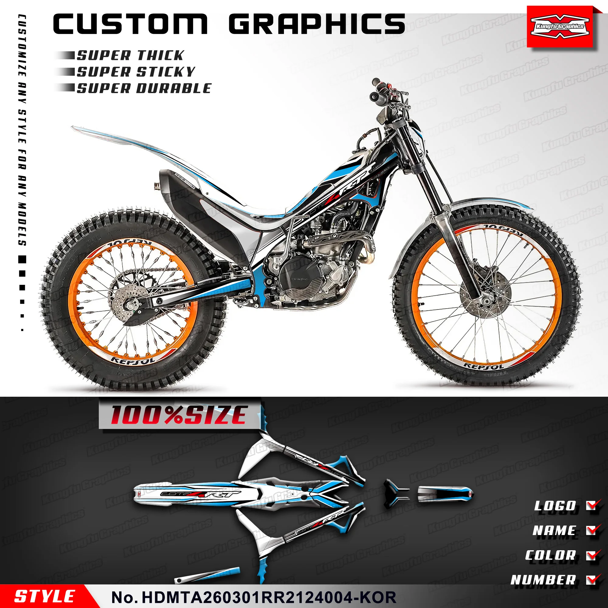 KUNGFU GRAPHICS Adhesive Sticker for Honda Montesa Cota 4RT 260R 301RR 21-26 Motorcycle Graphic Shield, HDMTA260301RR2124004-KOR