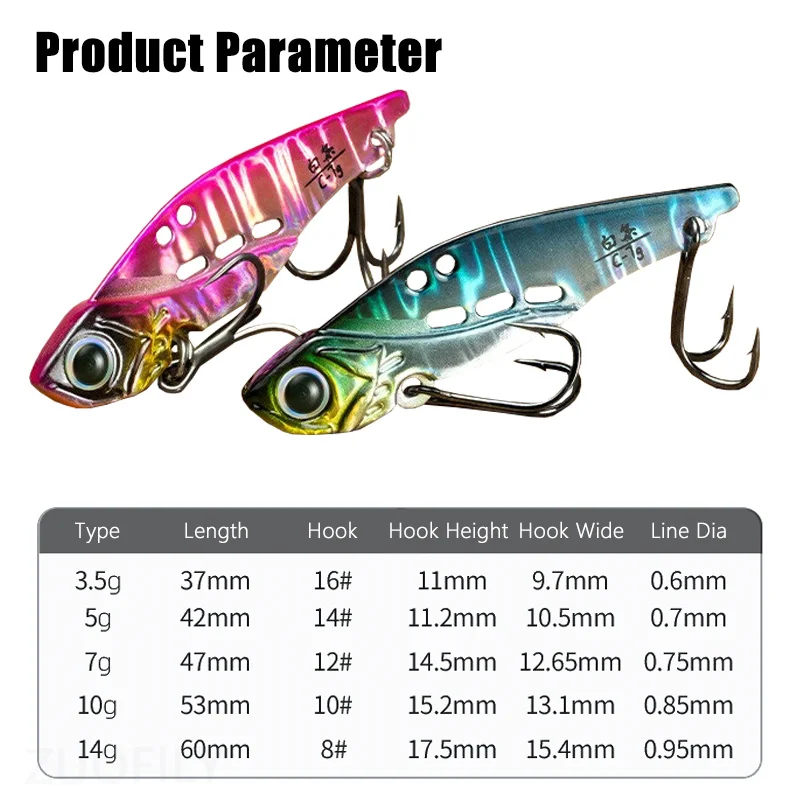 VIB Angelköder 3g 5g 7g 10g 14g Spinner Löffel Vibrationsköder Sinkender Jerkbait Swimbait Metall-Jig Löffelköder Crankbait Bass Forellen Köder – Detail 4