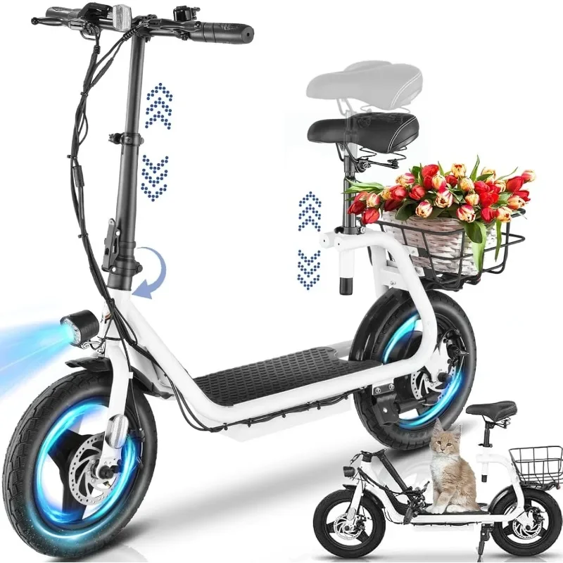

30Miles Range, 20MPH Top Speed 1200W Electric Scooters for Adults 14" Tire, 500Wh Battery,