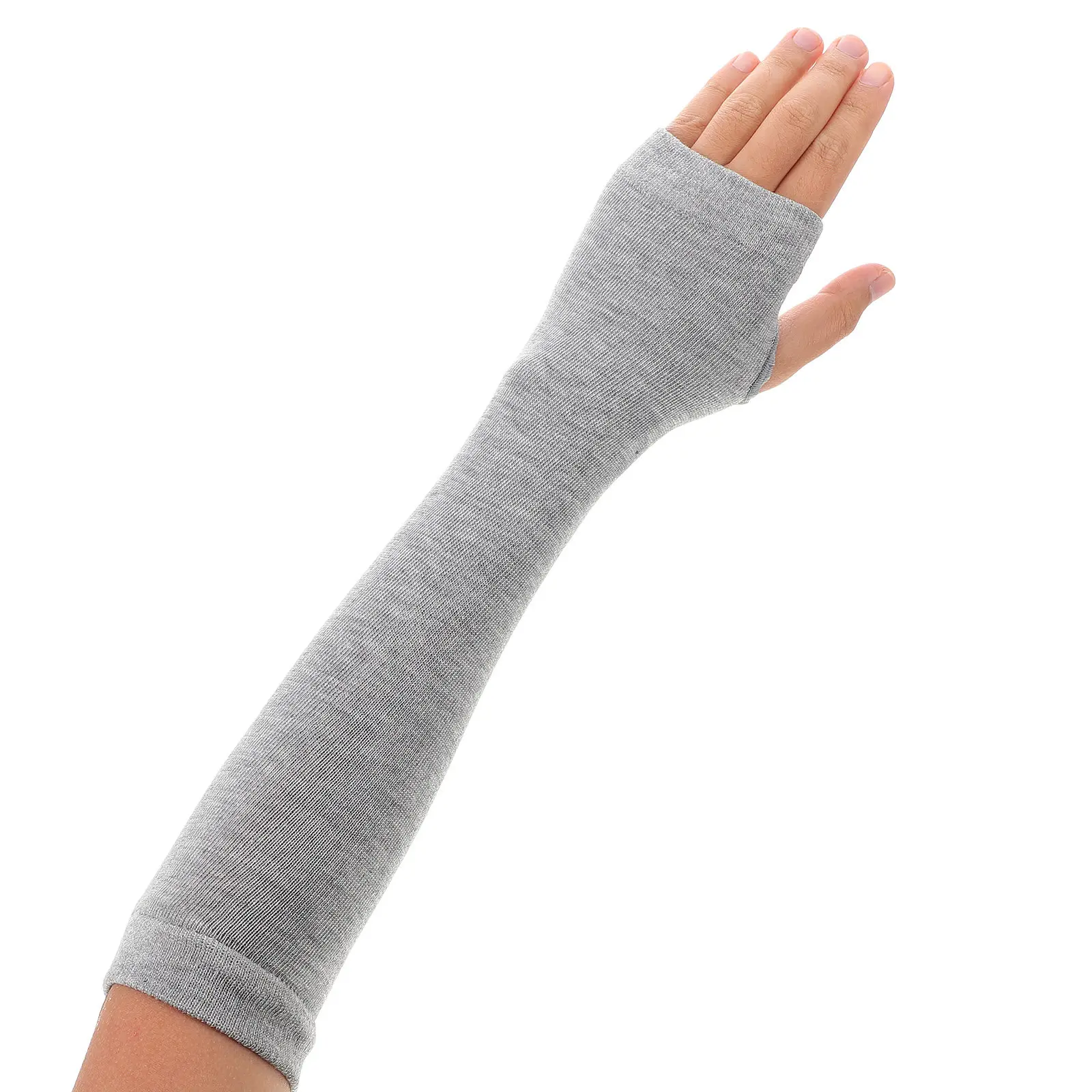 3Pairs Women Fingerless Mittens Long Arm Warmers Cotton Knitted Thumb Hole Design Breathable Comfortable Spring Fall Gloves