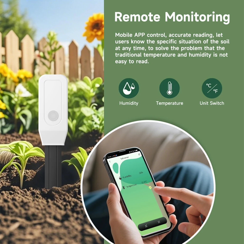 iHseno Tuya Smart Wifi Soil Tester Temperature Meter Humidity Sensor Plant Monitor Detector Gardening Moisture With Smart Life
