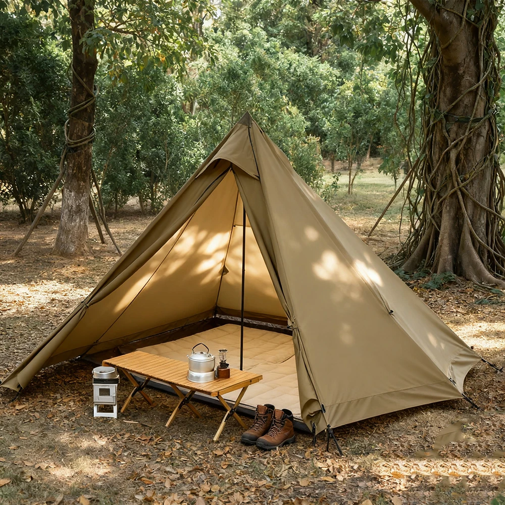 

Multi-Person Outdoor Camping Pyramid Tent Aluminum Pole Rainproof Isolation Triangle Shelter