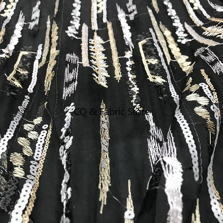 1yard 160cm Pailletten Farben Polyester Seide Bestickte Spitze Stoff Mesh Stickerei Diy Mode frauen Kleid Rock Nähen