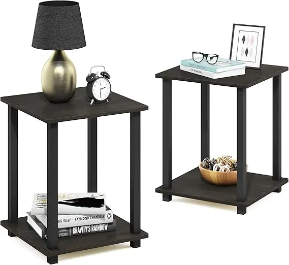 

2-Piece Simple Side Table Set, 2-Tier End Table, Nightstand, Night Stand, Bedside Table, Easy Assembly, Suitable for Living Room