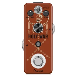 Amuzik Heavy Metal Distortion Dist Pedal Holy War Analog Heavy Pedal for Electric Guitar Classic 80's Metal Sound True Bypass