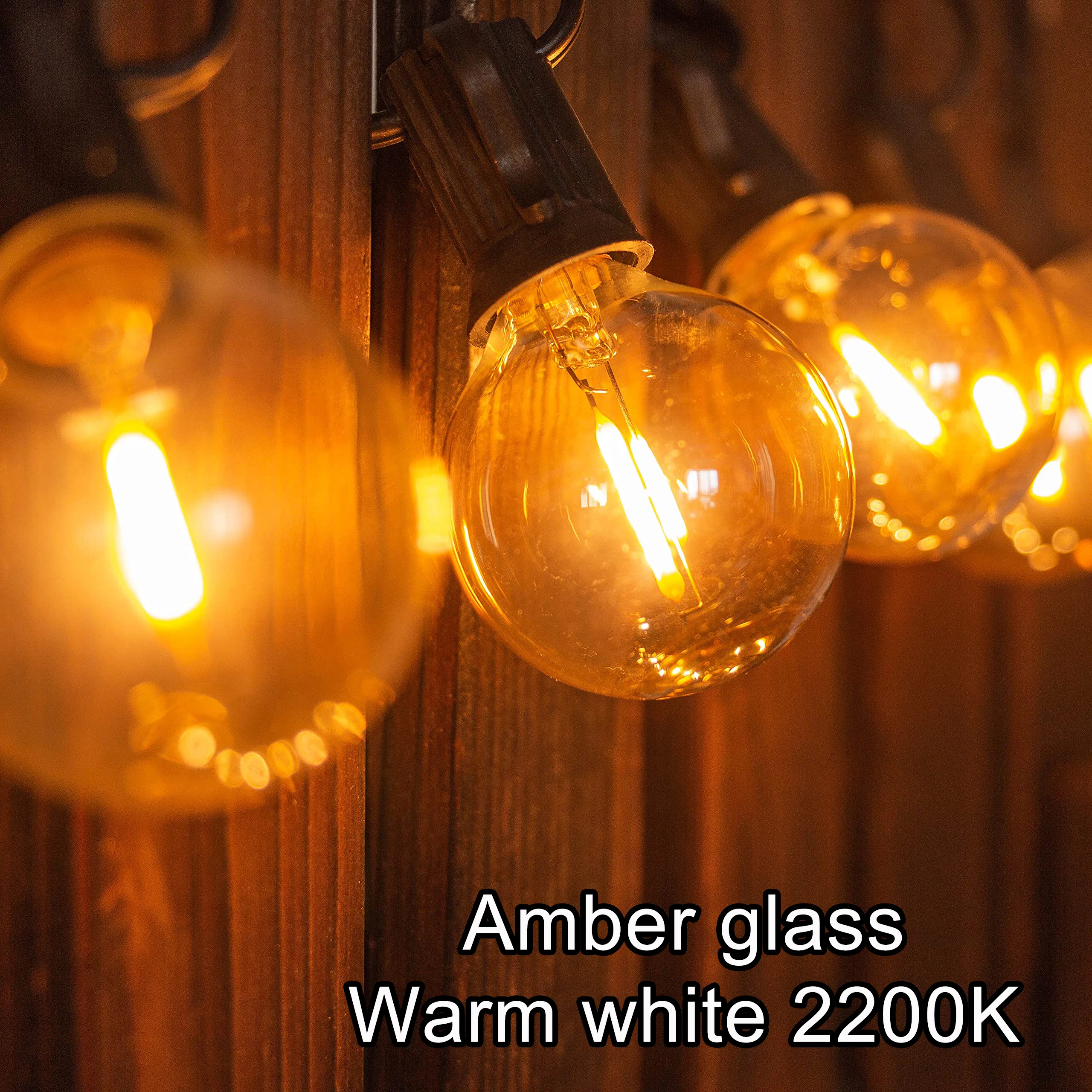 25PCS G40 1W LED String Lights Replacement Bulb E12 Screw 220V 110V Warm White 2200K Amber Glass Replace 7W Incandescent Bulbs