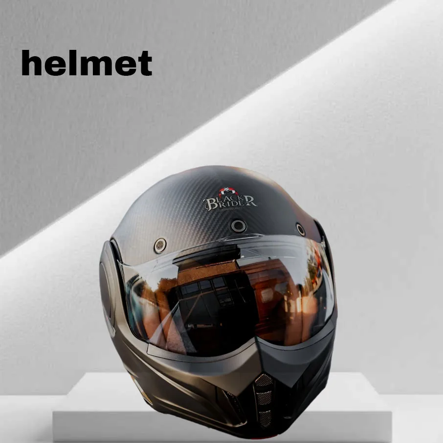

Motorcycle full helmet, carbon fiber half helmet, rear flip over helmet, motorcycle racing double lens, men's and women's all se
