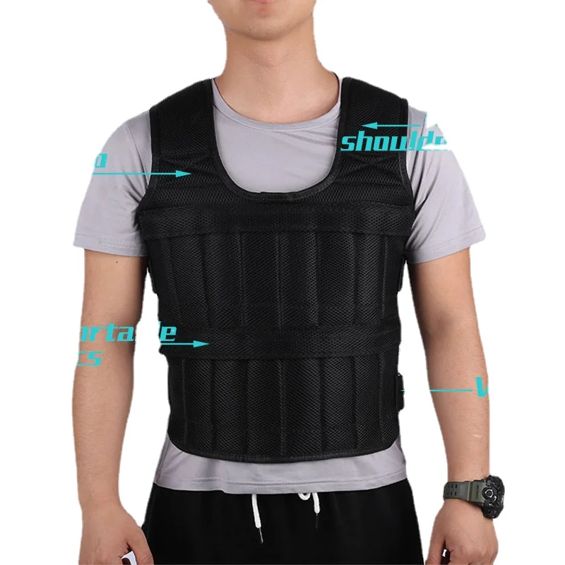 15KG Loading Weight Vest Boxing Train Fitness Equipment Gym Adjustable Waistcoat Exercise Sanda Sparring Protect Sand Clothing