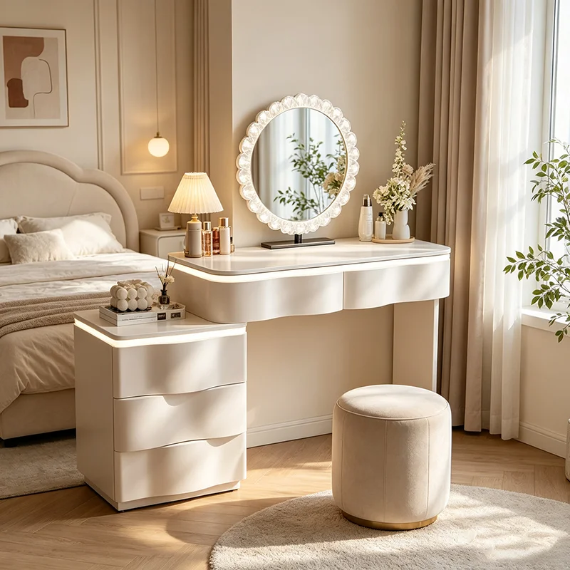 Unique Design Vanity Table Kawaii Luxury Living Room With Chair Vanity Table With Mirror Beauty Table Maquillage Salon Furniture