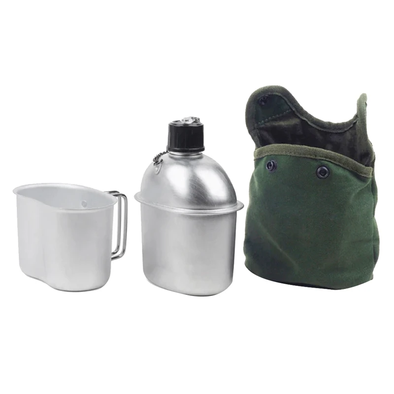 Outdoor Canteen Cookware Set 0.9L Canteen Cup Portable Water Bottle With Grab Handle Cup For Outdoor Camping Hiking Easy To Use