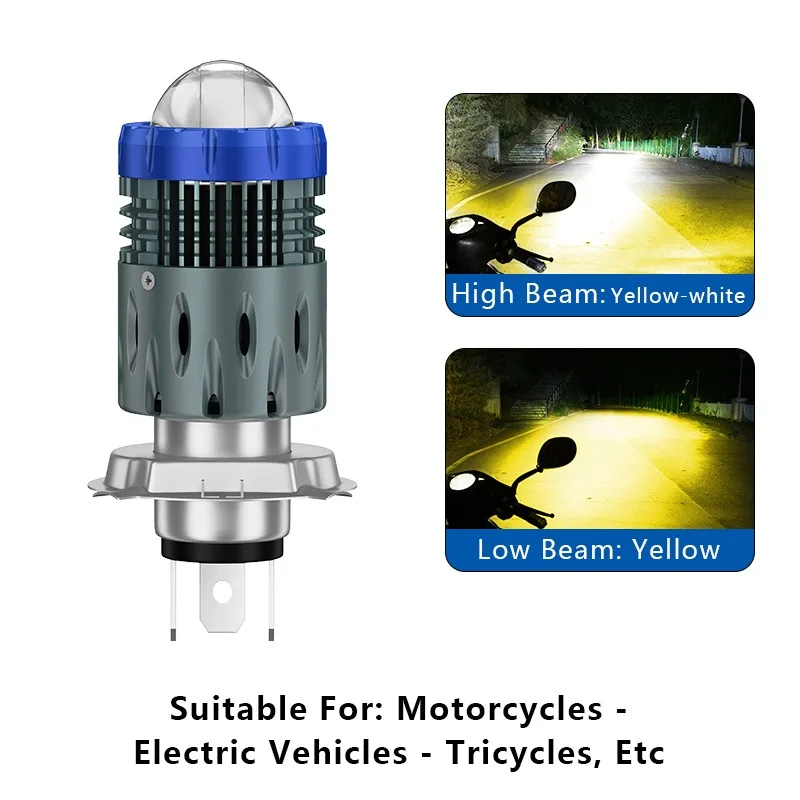 1 Pcs H6 H4 LED Motorcycle Headlight H6 BA20D Led CSP Lens White Yellow Hi Lo Beam Motorbike Scooter Running Light
