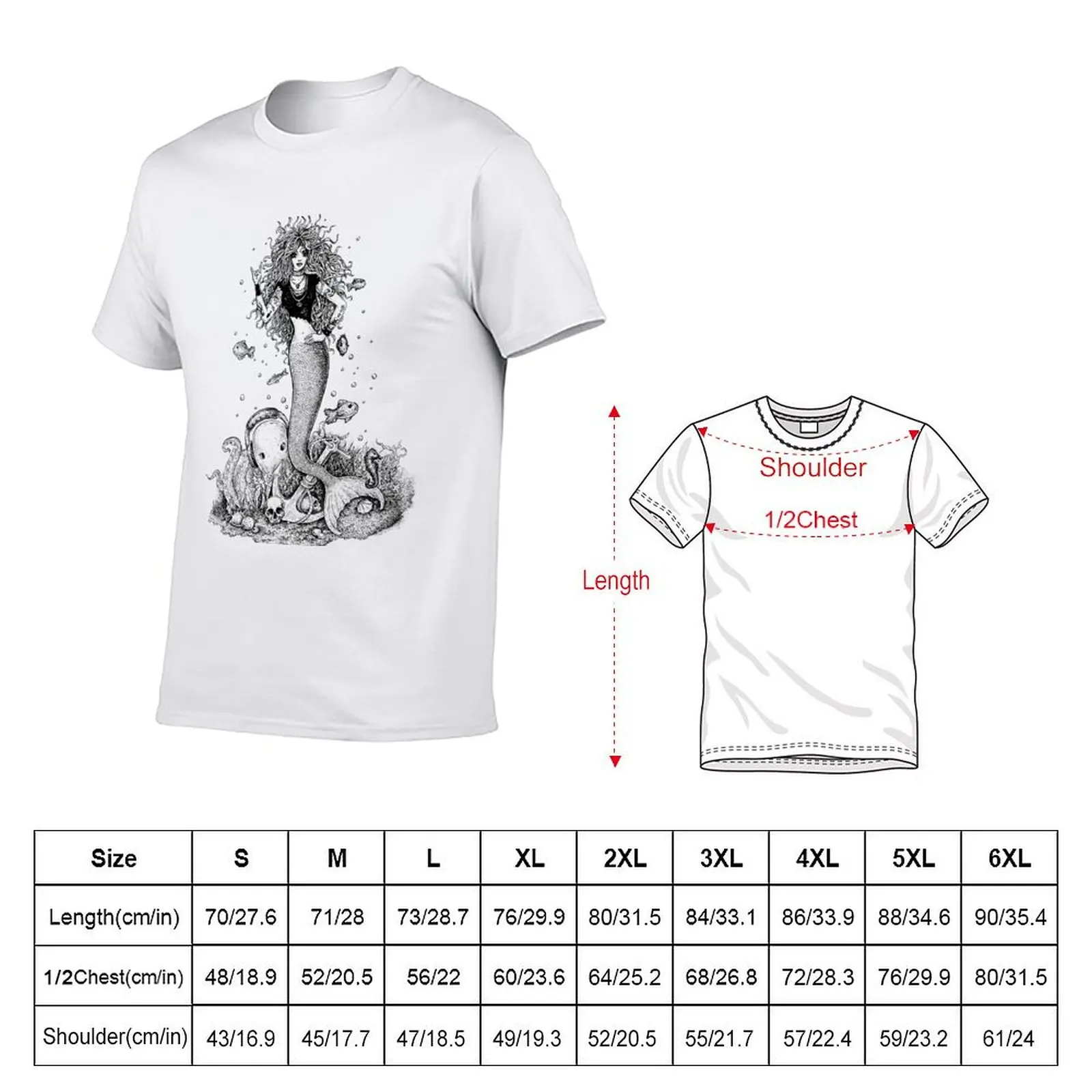 Rocking Mermaid T-Shirt Basic Solid Tee for Daily Use