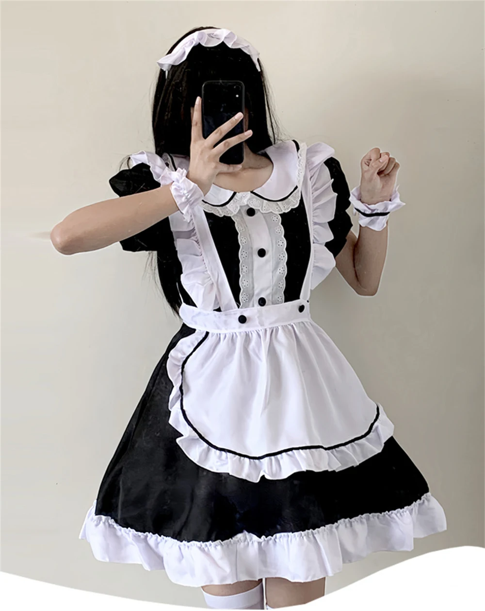 Halloween schwarz weiß Dienst mädchen Kostüm Set Cosplay süße Mädchen Lolita Kleid Restaurant Café Uniform Outfits schöne Rollenspiel Kleidung