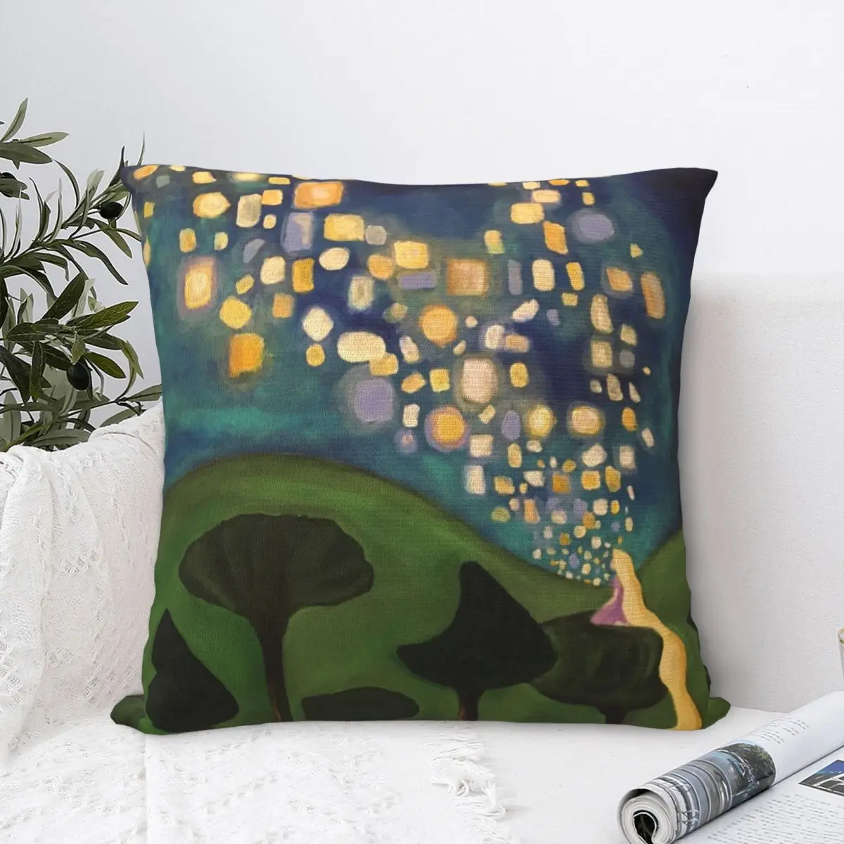 Tangled Floating Lanterns Throw Pillow Anime Luxury Pillow Cover Room decorating items Christmas Pillowcase