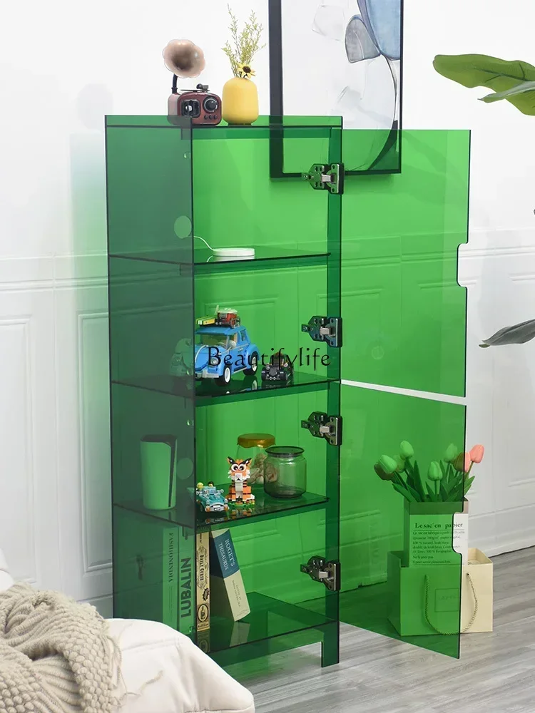 

LJY*bookcase shelf acrylic living room with door display multi-layer floor transparent bookshelf