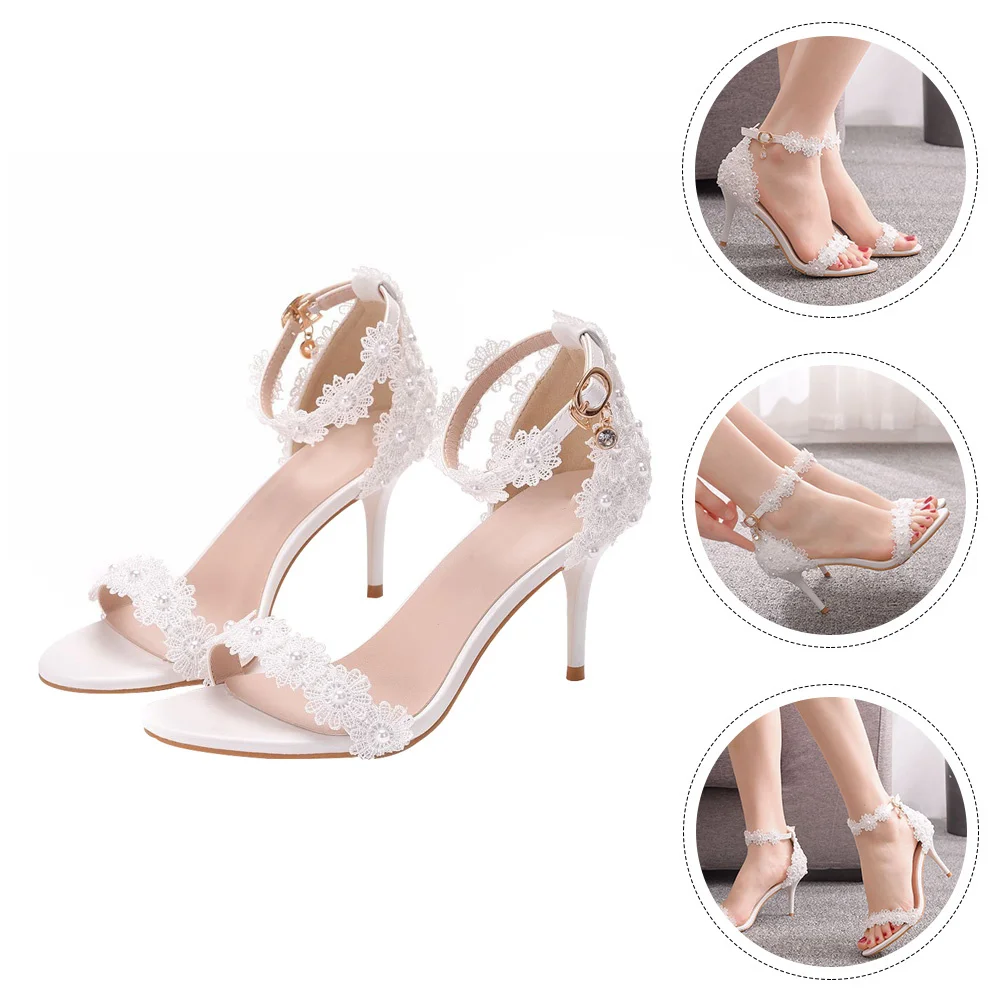 

Кружевная обувь на высоком каблуке с острым носком, летняя летняя элегантная женская обувь в подарок, стильная модная обувь