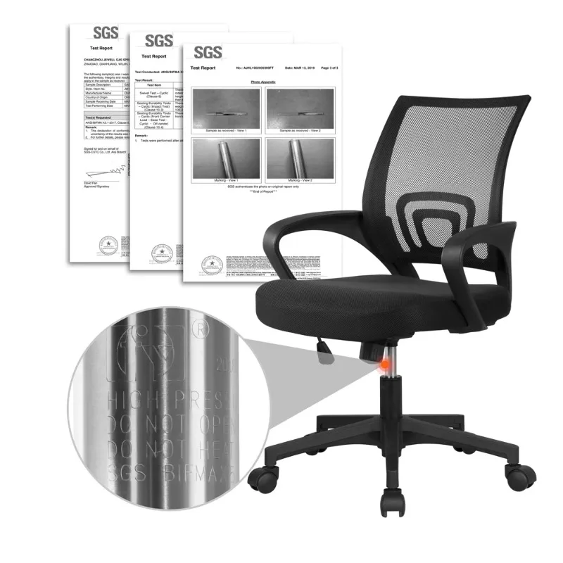 

Alden Design Office Chair Mid-Back Adjustable Ergonomic Mesh Swivel with Armrests for Comfortable Seating