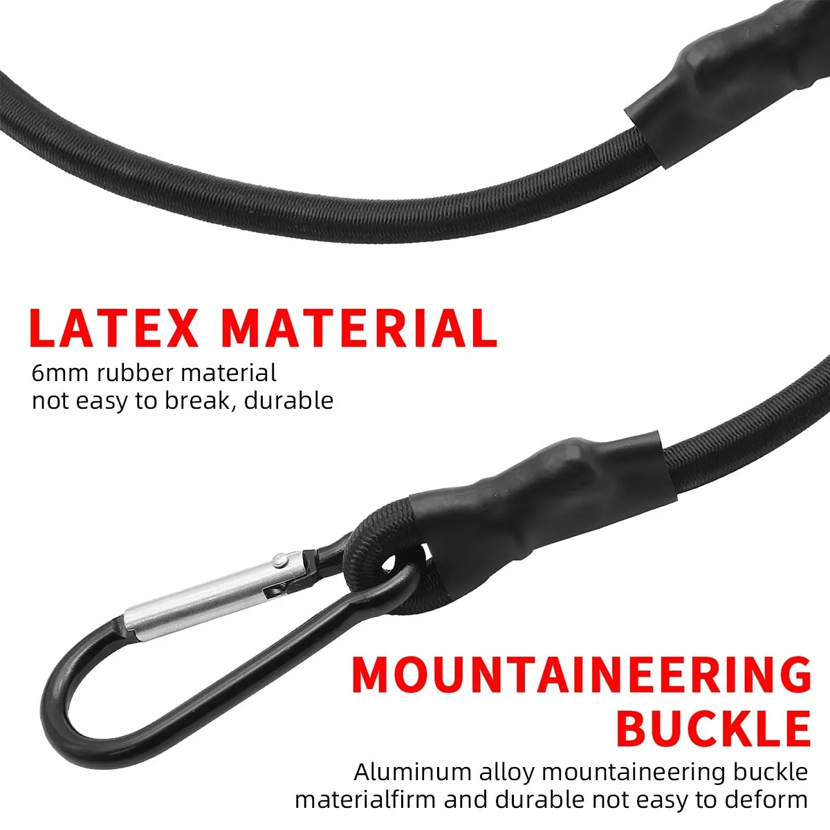 1Pcs Elastic Bungee Cord with Carabiner Hook, Heavy Duty Stretch Rope for Camping Luggage Outdoor Travel Fixed Binding Strap view 3