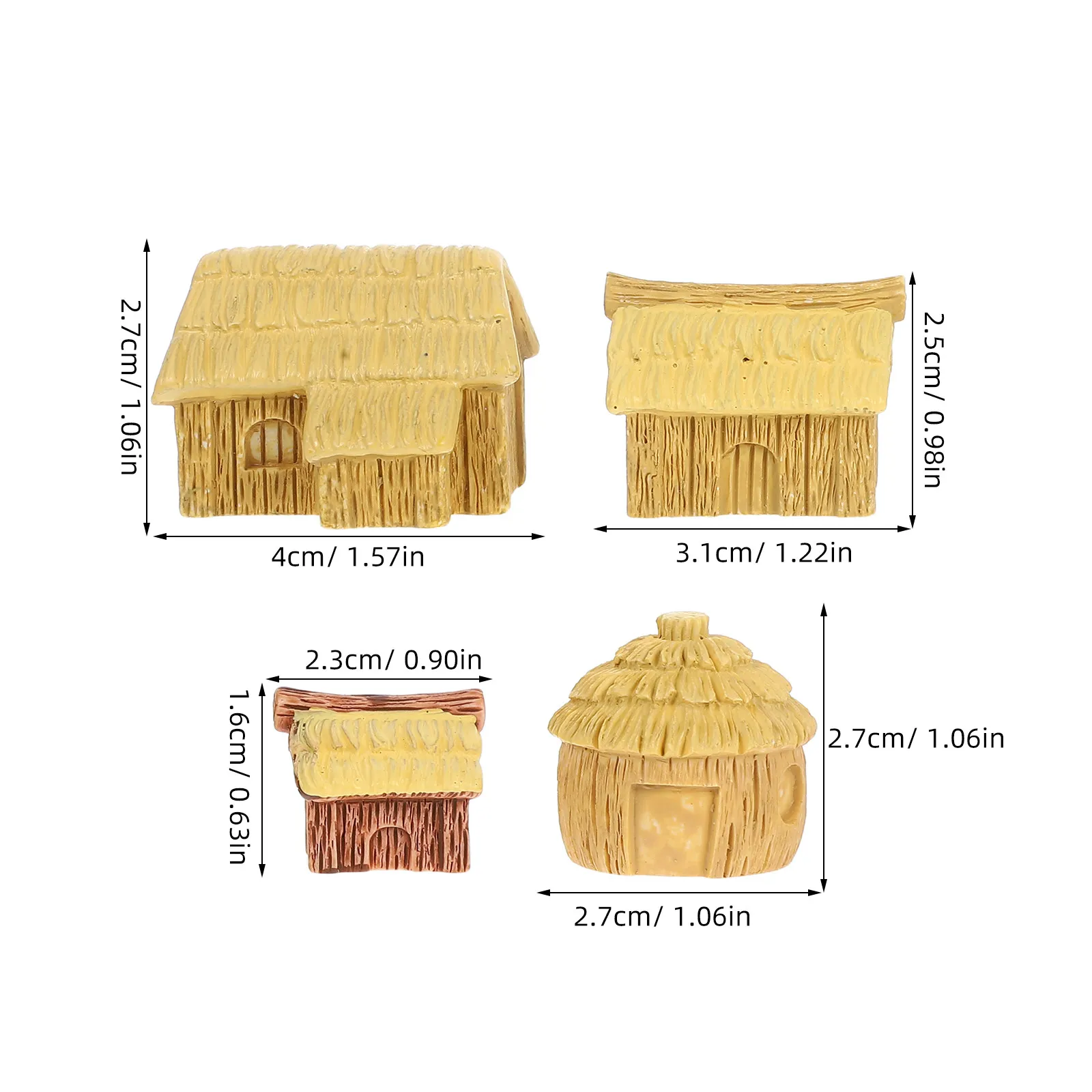 4Pcs Miniature Resin Cottage Houses European Style Charming Micro Landscape Decor Fairy Garden Yard Ornaments Home Desk