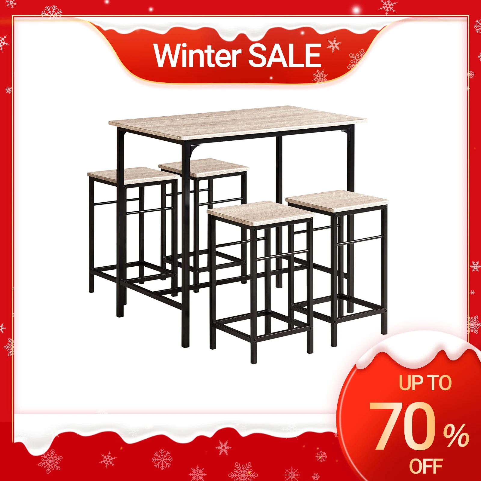 SoBuy OGT11 set tavolo da bar tavolo da pranzo da 5 pezzi tavolo da bistrot con 4 sedie gruppo posti