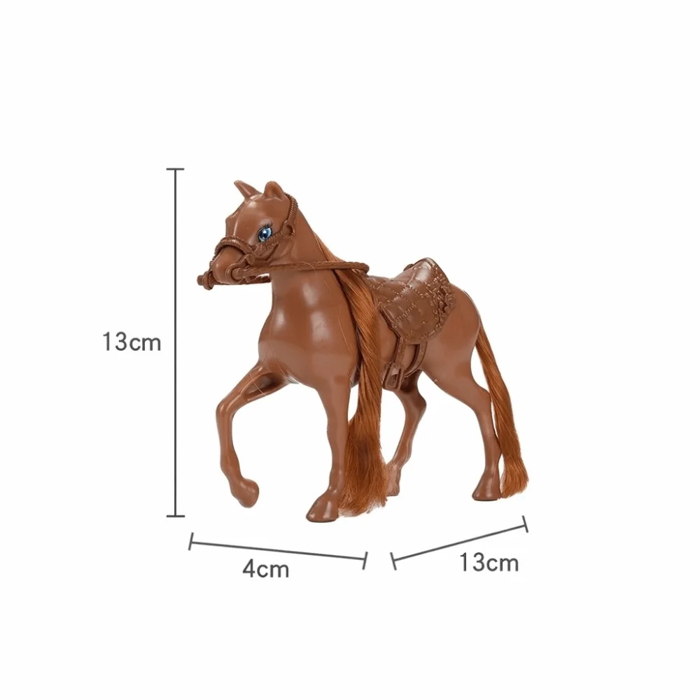 New PVC Horse Figurine Removable Saddle Long Mane Fantasy Horse Movable Head Pony Figurine Dollhouse Scenes