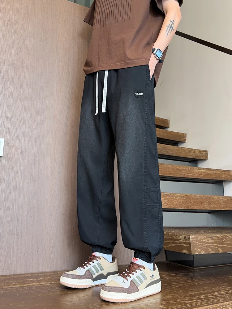 

Lyocell Washed Men’s Jeans Lightweight Harem Joggers With Elastic Waist 4 Colors Baggy Denim Pants Asian Size L-6XL