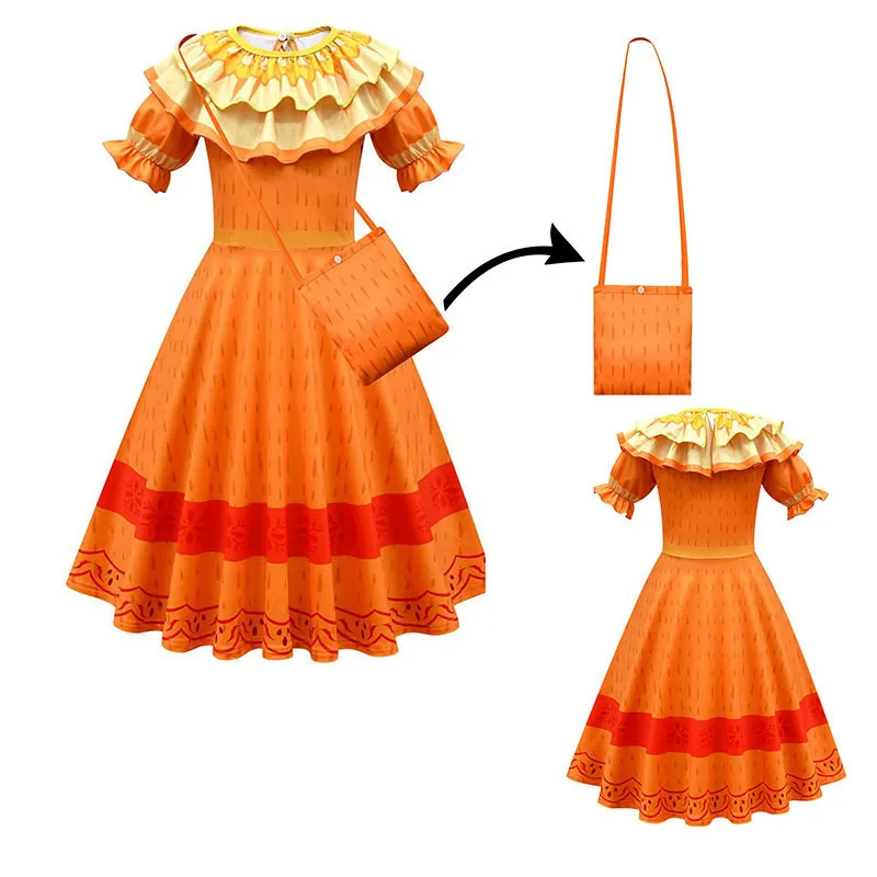 Magic House Girls Costume Princess Dress for Kids Mirabel Carnival Birthday Party Cosplay Halloween Charm Clothes Prom Gowns