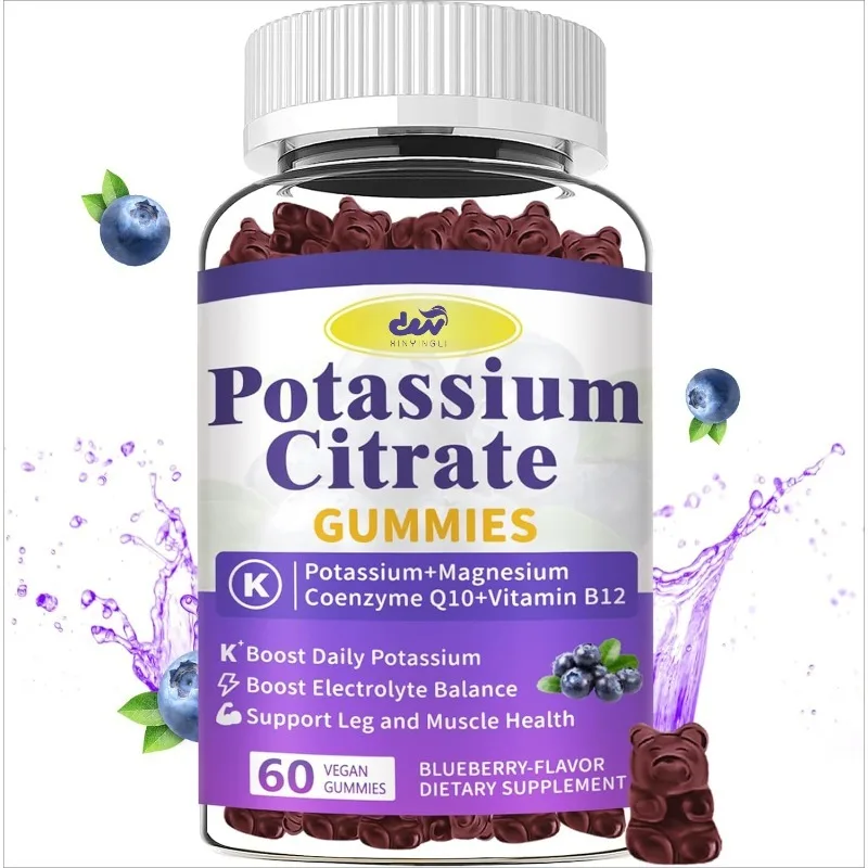 

Potassium Citrate Gummies - Potassium Supplement for Muscle Health, Vegetarian, Non GMO, Gluten Free, 60 capsules
