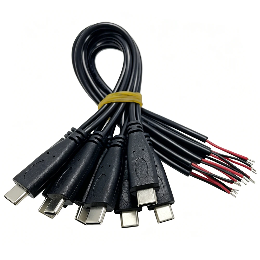 10 Stück Typ-C-Stecker mit Pigtail, 2-adriges Stromkabel, USB-C DIY-Reparatur-Ladekabel, hohe Qualität, 22AWG – Detail 5