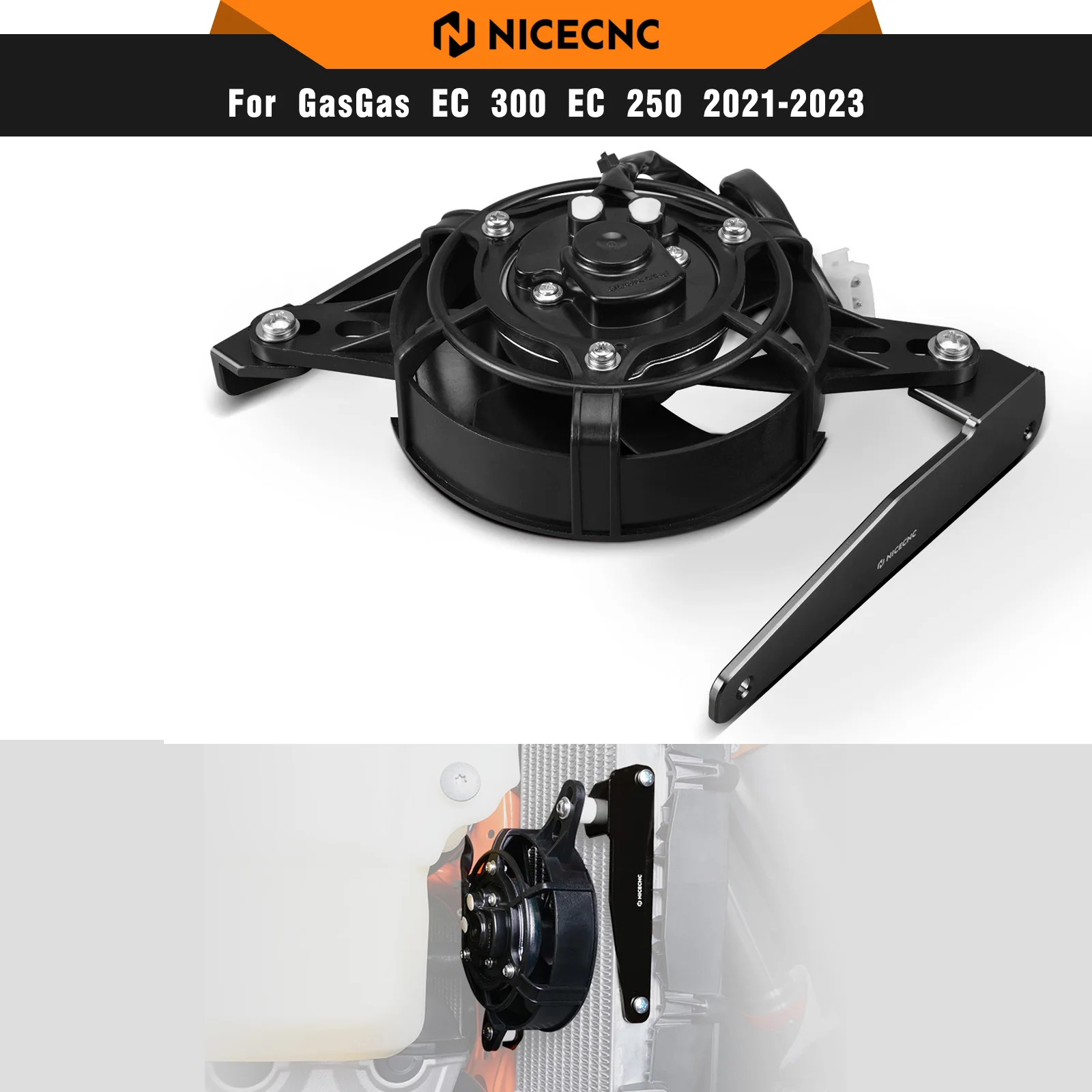 

NICECNC For GasGas EC 300 EC 250 2021-2023 Electric Radiator Cooling Fan Set For Husqvarna TE 300 TE 250 FE 450 FE 501 2017-2023