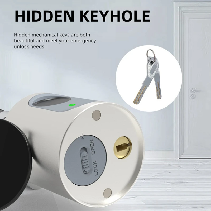 Smart Lock Fingerprint Electronic Lock Cylinder Compact App Remote Bluetooth Door Lock Black