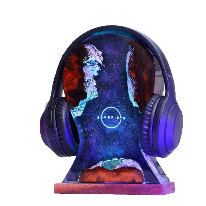 

Headphone holder astronaut night light astronaut and rocket resin wood lamp home decoration gift