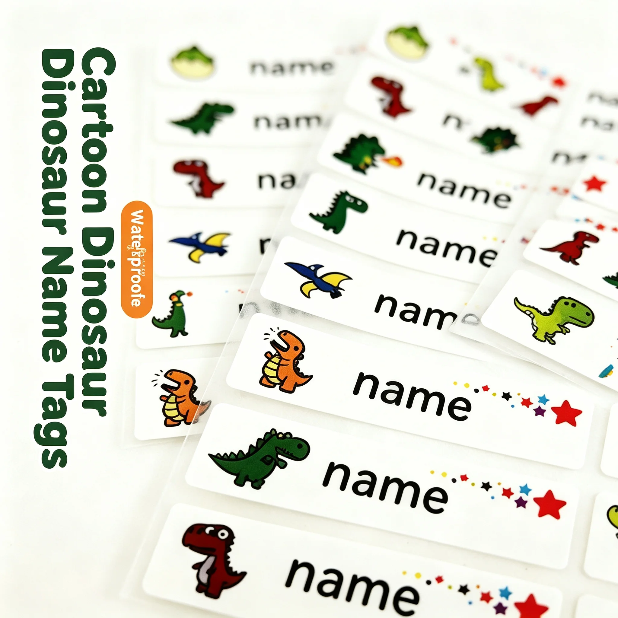 Custom Dinosaur Name Tag Sticker Kawaii Stickers Decals Personalized First Name Label for Children School Stationery Bottle