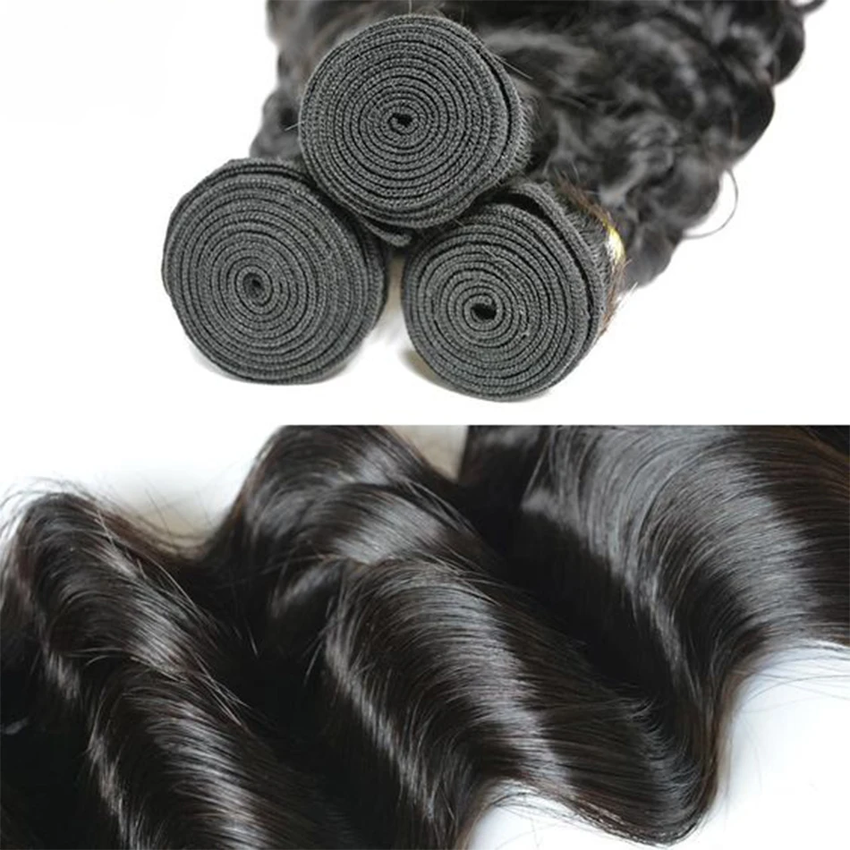 Tissage en Lot Brésilien Naturel Body Wave, avec Closure, 4x4, 13x4, HD, 10A, Double Trame, 3 Lots